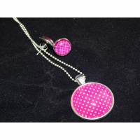 Schmuckset Cabochon "Pink Dots" Bild 1
