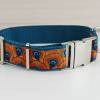 Hundehalsband mit modernem Muster in petrolblau und orange Bild 2