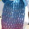 Schal Damenschal gestrickt im Wellenmuster Vegan Hellblau Pink Türkis aus Baumwolle Bild 4