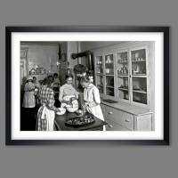 Küche 1905 Kunstdruck- schwarz weiß  Fotografie - Vintage Art shabby - Wanddeko Wohndeko - Kunst - Küchenbild Bild 1