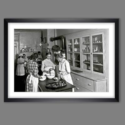 Küche 1905 Kunstdruck- schwarz weiß  Fotografie - Vintage Art shabby - Wanddeko Wohndeko - Kunst - Küchenbild