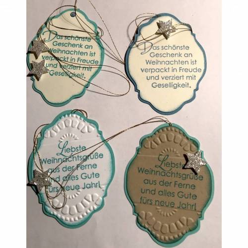 Weihnachten: 4 x schlichte Geschenkeanhänger mit Stampin up Motiven