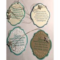Weihnachten: 4 x schlichte Geschenkeanhänger mit Stampin up Motiven Bild 1
