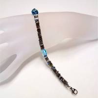 Edelstein Armband aus Labradorit und Blautopas, Sterlingsilber - Elemente rhodiniert Bild 1