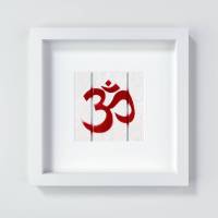 Om Wandbild zur Meditation und zur Dekoration im Yoga Raum in Rot-Weiß, Fine Art Print in den Größen 13 x 13 cm + 20 x 20 cm Bild 1