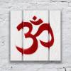 Om Wandbild zur Meditation und zur Dekoration im Yoga Raum in Rot-Weiß, Fine Art Print in den Größen 13 x 13 cm + 20 x 20 cm Bild 2
