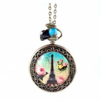 Kettenuhr, Uhr, Damenuhr,Uhrenkette,  Paris, Eiffelturm, Liebe Bild 1
