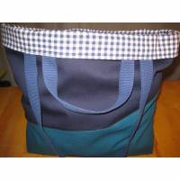 Stofftasche  Blau/Petrol aus Baumwolle mit vier Henkeln Bild 1