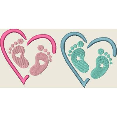 Stickdatei Baby Füße * Babyfüsse * Herz Stern 568 Maschinenstickerei