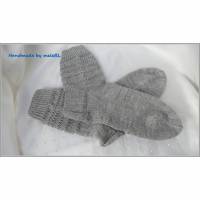 Handgestrickte Herrensocken, Wollsocken, Socken, Stricksocken, grau, Bild 3