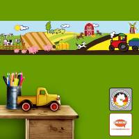 Kinderbordüre: Bauernhof - optional selbstklebend - 18 cm Höhe Bild 1