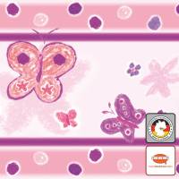 Kinderbordüre: Schmetterlinge nach Pastellkreideart - optional selbstklebend - 18 cm Höhe Bild 1