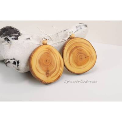 Ohrhänger – Große Eibenholzscheiben aus Berlin