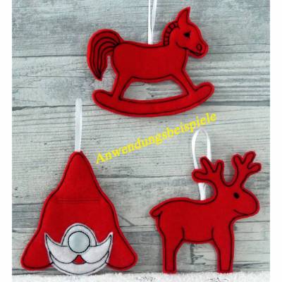 * 3 x ITH Anhänger, Schaukelpferd, Wichtel, Elch *  für den Christbaum oder für Geschenke