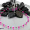 auffällige elegante Kette, pink & grau - zauberhafte graue Kristalle und funkelnde pinke Glasrondelle - Halskette Bild 5