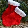Socken Babysocken Erstlingssocken Stricksocken Babyschuhe Baby rot weiß Weihnachten gestrickt handgestrickt 0 - 6 Monate Bild 2