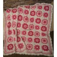 Babydecke *  rosa pink weiß * african flower Muster * granny square Krabbeldecke Bild 1
