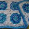 Babydecke *  blau türkis weiß * african flower Muster * granny square Krabbeldecke Bild 3