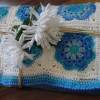 Babydecke *  blau türkis weiß * african flower Muster * granny square Krabbeldecke Bild 4
