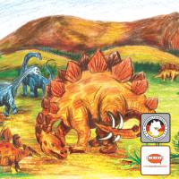Kinderbordüre: Urzeit Dinos  - optional selbstklebend - 18 cm Höhe Bild 1
