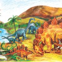 Kinderbordüre: Urzeit Dinos  - optional selbstklebend - 18 cm Höhe Bild 9