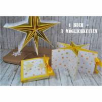 Sternenalbum Minialbum Weihnachten Sterne Gelb Glitzer kleines Weihnachtsgeschenk Geschenkidee Stern Dekoration Deko weihnachtlich Bild 1