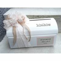 Briefbox Brieftruhe f. Geldgeschenke Hochzeit Hochzeitspost vintage zartrosa beige natural pastell Mr&Mrs Bild 1