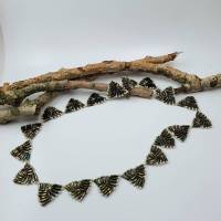 Ungewöhnliches in Bronzefarben - handgefertigte Halskette aus Stiftperlen in Dreiecken angeordnet Bild 1