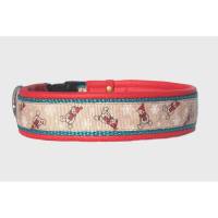 Hundehalsband »Weihnachtsbär rot« mit echtem Leder unterlegt aus der Halsbandmanufaktur von dogs & paw Bild 1