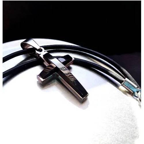 Kette ,Edelstahl, Kreuz, Kruzifix, Unisex, Kautschukkette 