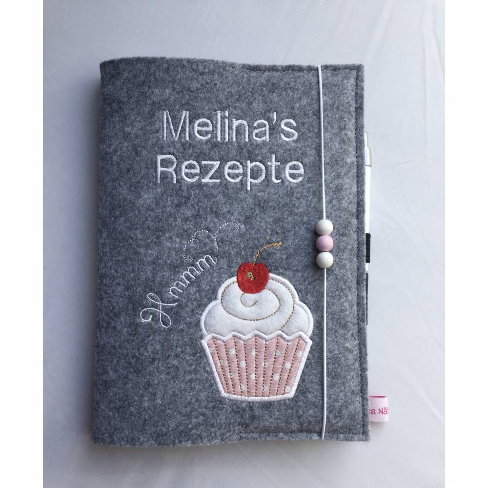 Personalisiertes Rezeptbuch aus Filz A5,,Cupcake, Muffin,, Bild 1
