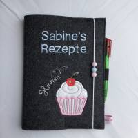 Personalisiertes Rezeptbuch aus Filz A5,,Cupcake, Muffin,, Bild 2