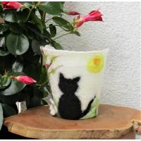 Filzwindlicht Kerzenglas mit Katzenmotiv Bild 1