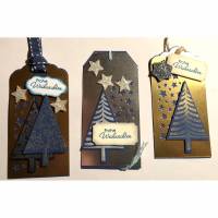 Weihnachten: 3 x edle Geschenkeanhänger mit Stampin up Motiv Tannenbaum Bild 1