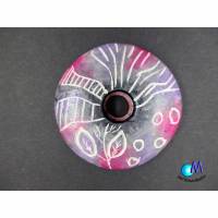 Donut grau rosa mit geschnitztem Muster  Handarbeit ART 1412 Bild 1