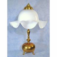 Unikat Tischlampe Leuchte 52 cm groß Messing massiv weiß gold  Landhausstil einmalig rustikal upcycling vintage Bild 1