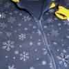 Sweatshirt Overall dunkelblau mit funkelnden Eiskristallen in Gr. 80/86 und senffarbenen Bündchen Bild 2