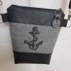 Kleine Handtasche Anker  Umhängetasche grau schwarz Tasche mit Anhänger Kunstleder maritim Bild 2