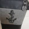 Kleine Handtasche Anker  Umhängetasche grau schwarz Tasche mit Anhänger Kunstleder maritim Bild 4