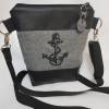 Kleine Handtasche Anker  Umhängetasche grau schwarz Tasche mit Anhänger Kunstleder maritim Bild 5