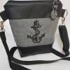 Kleine Handtasche Anker  Umhängetasche grau schwarz Tasche mit Anhänger Kunstleder maritim Bild 6