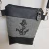 Kleine Handtasche Anker  Umhängetasche grau schwarz Tasche mit Anhänger Kunstleder maritim Bild 7