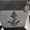 Kleine Handtasche Anker  Umhängetasche grau schwarz Tasche mit Anhänger Kunstleder maritim Bild 9