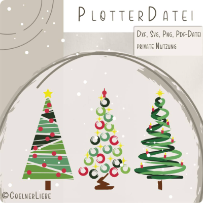 Plotterdatei Weihnachtsbaum Set - 3 Designs