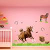 003 Wandtattoo Pferd mit Fohlen Pony reiten Gras Wiese Hufeisen in 6 Größen - Kinderzimmer Sticker Babyzimmer Pferde Wandaufkleber Bild 3