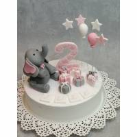 Tortenaufleger Fondant Geburtstag Tortendeko Elefanten Mädchen Luna Bild 1