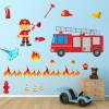007 Wandtattoo Feuerwehrauto Feuerwehrmann Schlauch Feuer - in 6 Größen - Kinderzimmer Sticker Babyzimmer Wandaufkleber Bild 2
