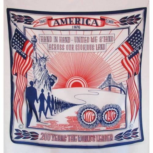 Vintage Sammler Tuch Amerika 1976 Blau Weiß Rot Römer 200 Years the World`s Leader Halstuch Krepp Schal Vierecktuch