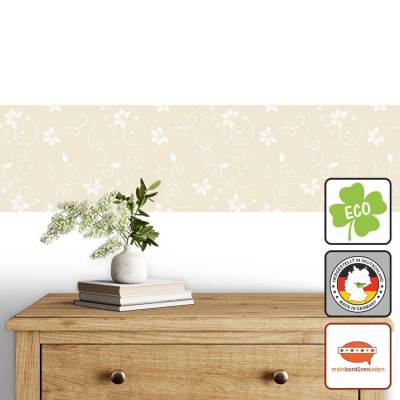 ECO Vlies Bordüre: Blätter Ornamente - 17 cm Höhe