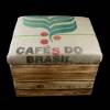 Vintage OBSTKISTEN HOCKER mit KAFFEESACKBEZUG rustikale Holzkiste original Kaffeesack Sitzhocker Jute Polster Holz Truhe Geschenk zum Einzug Bild 3